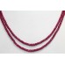 String Strand Necklace Red Ruby oval Cut beads treated stones 2 line P 511